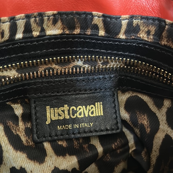 🎈FINAL PRICE🎈JUST CAVALLI Black & White Spotted Leather Bag with Black Fringe - Picture 11 of 14